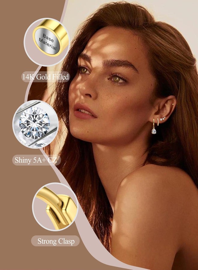BESTEEL Small Hoop Earrings for Women - Hypoallergenic Surgical Steel Flat Back Earring Stacks Set Dangle Huggie Stud Cartilage Jewelry Trendy 4 Pairs - Image 2